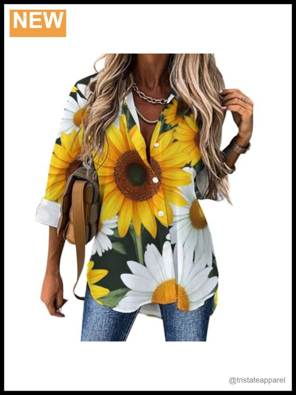 Sunflower Button Down Shirt Women Long Sleeve Blouse Fall Tops